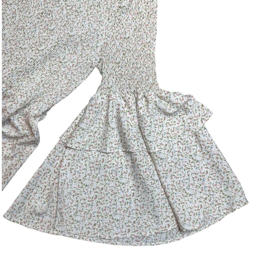 Shein Rouched Off the Shoulder Flare Sleeve Floral Long Tunic Size 2XL Boho - Picture 6 of 6